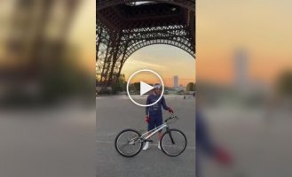 A Frenchman set a new world record - he climbed the Eiffel Tower on a bicycle in 12 and a half minutes