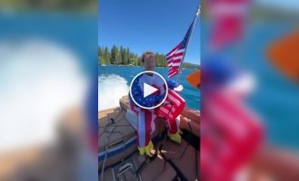 Zuckerberg went surfing in an eagle costume on US Independence Day