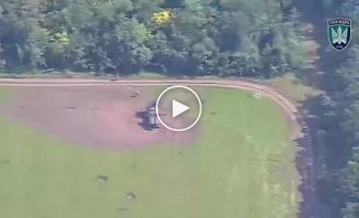 Detonation Russian Grad after the arrival of a Ukrainian FPV drone