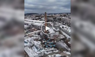 In Germany, water geysers were turned on to fight dust during the demolition of a pipe