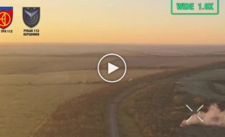 Soldiers of the territorial defense hit an enemy armored vehicle with welded-on protection against drones