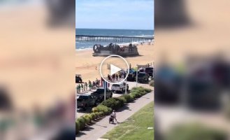 Мощь на воздушной подушке: Впечатляющие маневры огромного судна