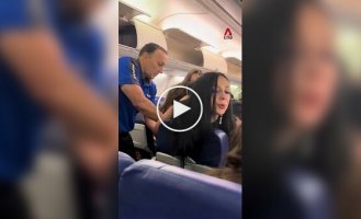 A drunk artist grabbed a fellow traveler by the hair on an airplane, spat at her