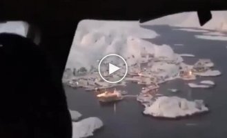What an airplane landing in Greenland looks like