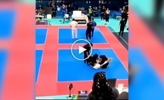 Собака бросилась вызволять хозяина во время турнира по джиу-джитсу