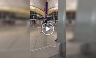 В аэропорту Гонконга разъяренный турист превратил терминал в поле боя