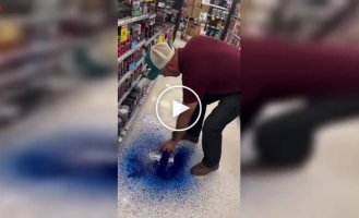 A spray paint can wreaks havoc in a store