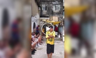 Вид с дрона на фавелу Росинья