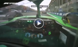 A Formula 1 accident from a first-person perspective