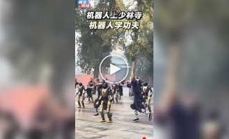 Роботы выступили вместе с мастерами Шаолиня