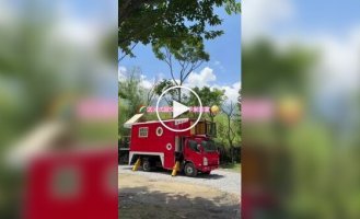 A couple from China showed an unusual camper