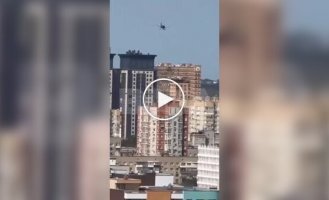 The moment a drone lands in Russian Rostov-on-Don
