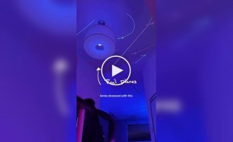 A man turned the ceiling of his room into an airplane viewing area