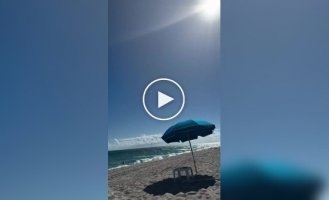 A paraglider's fall into the water was caught on video