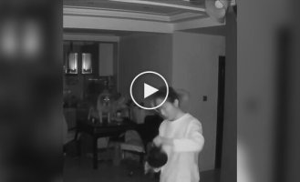 A dog scared his owner