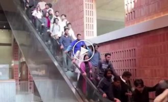 The escalator at the Bangladesh University suddenly sped up