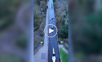 The Pontcysyllte Aqueduct: a floating waterway over a Welsh valley.