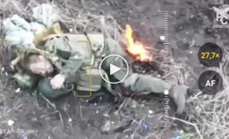 Дрон-камикадзе садится на плечо раненому оккупанту и отрывает ему голову