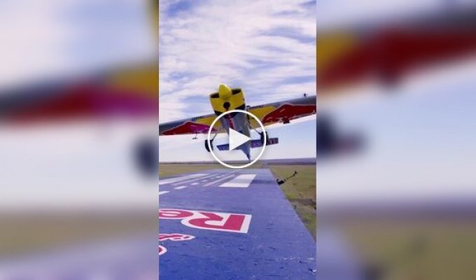 For the first time in the world: a pilot boards and takes off from a moving train.