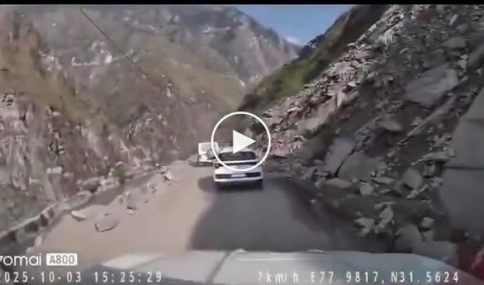 A pebble flew down from a mountain