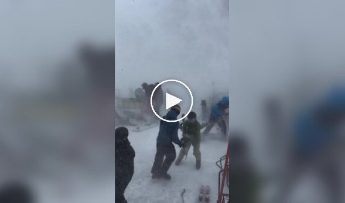 A snowstorm knocked tourists off their feet in Japan