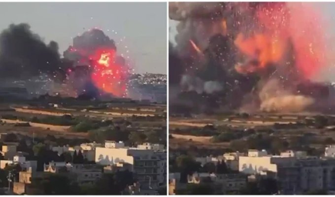 Потужний вибух на заводі феєрверків на Мальті (1 фото + 5 відео)