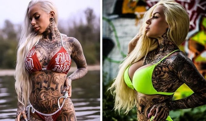 Татуированная с ног до головы модель показала себя до преображения (6 фото)