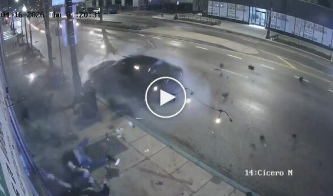 A stolen car with children crashed into a cafe during a chase