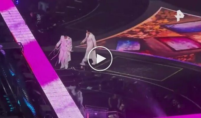 A musician fell off the stage during a concert