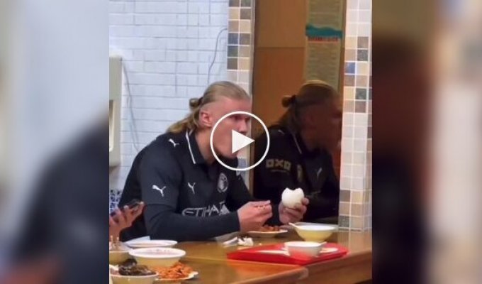 A footballer was frightened by his own reflection.