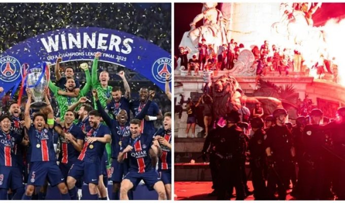 PSG's long-awaited triumph turned the French capital into a war zone (2 photos + 8 videos)