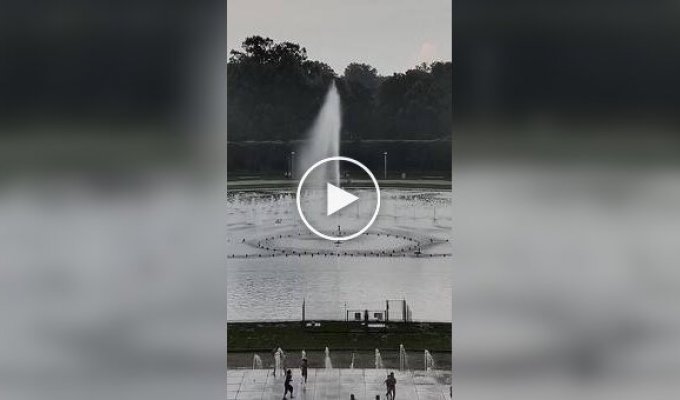 Lightning strikes a fountain in Poland.