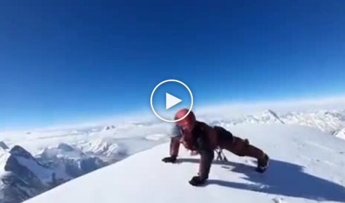 Push-ups on the summit of one of the most dangerous mountains in the world