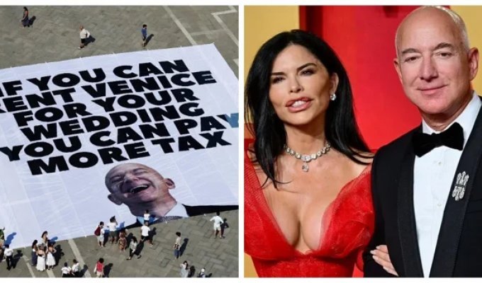 Residents of Venice protest against holding the wedding of an American billionaire in the city (3 photos)