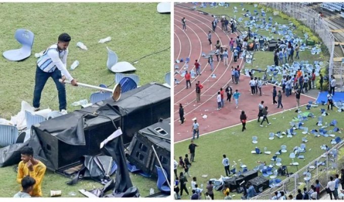 В Индии болельщики устроили на стадионе погром из-за Лионеля Месси (3 фото + 4 видео)