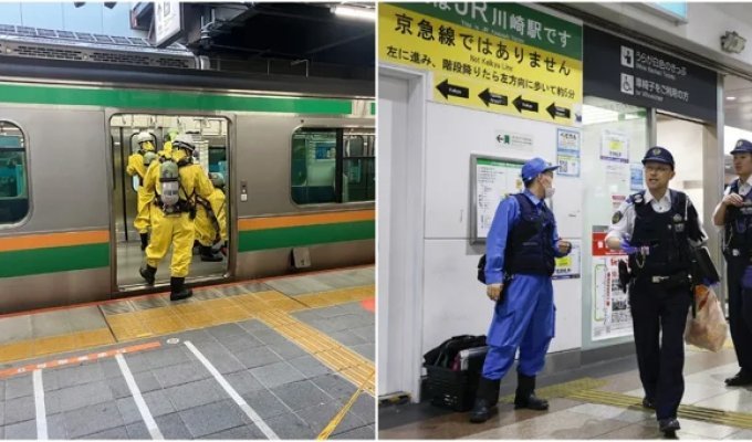 At Kawasaki Station, an Unknown Person Sprayed Chemicals Right in a Commuter Train Car (1 photo + 3 videos)