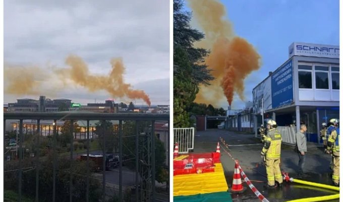In Germany, a toxic cloud of smoke covered the entire city after an emergency at a chemical plant Sky (3 photos + 1 video)