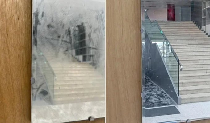 An exhibit was mistaken for a dirty mirror at a museum in Taiwan (3 photos)