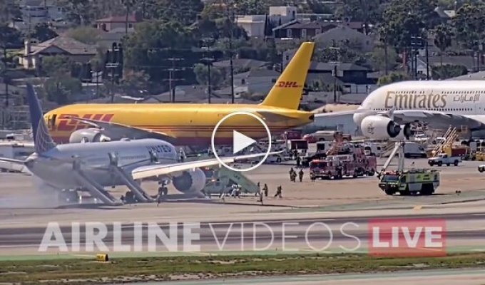 The evacuation of passengers from a plane was captured on video.