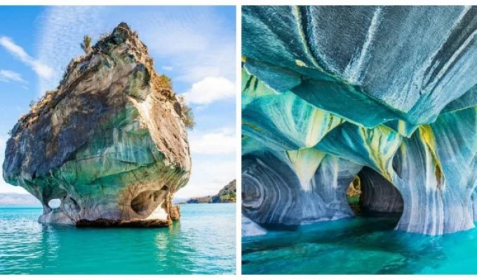 Chile's Marble Cathedrals, Carved by a Lake into Patagonian Cliffs (30 photos + 1 video)