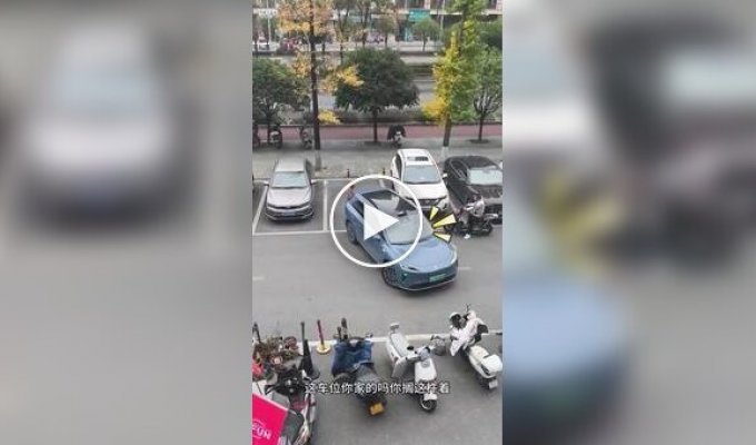 В Китае водитель переиграл женщину, которая мешала припарковаться