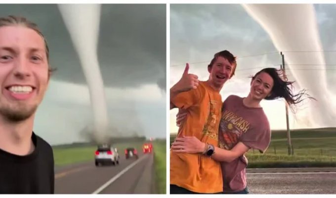 Desperate Americans filmed TikToks against the backdrop of a tornado in South Dakota (2 photos + 1 video)