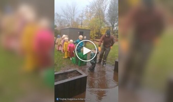 In kindergartens in Denmark, children are allowed and even encouraged to play in the mud