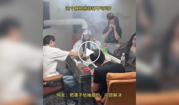 A Chinese girl came up with a safe way to play mahjong with friends