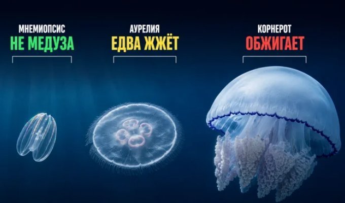 Медузы Чёрного и Азовского морей: корнерот, аурелия и гребневик — кто обжигает (13 фото)