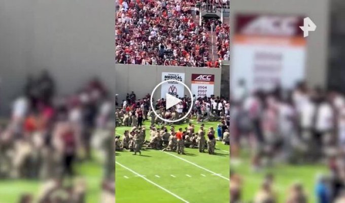 A parachutist crashed into a screen at a stadium
