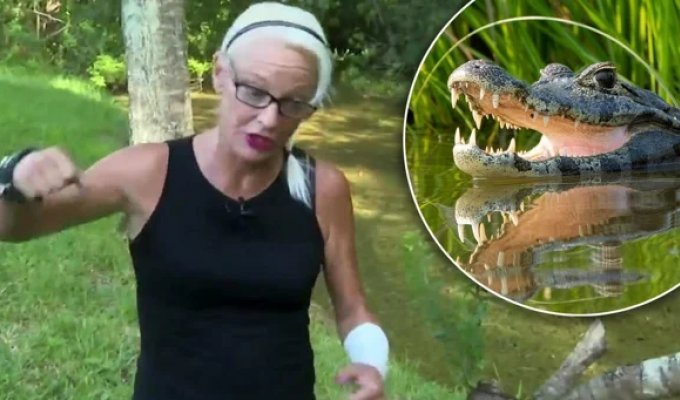 A woman fought off a puppy with her bare hands from a 1.5-meter alligator (4 photos)