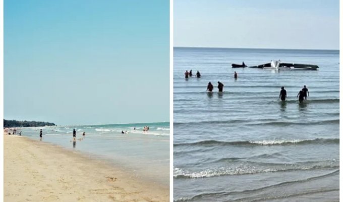 В Таиланде у пляжа в море рухнул легкомоторный самолёт. Есть жертвы (5 фото)