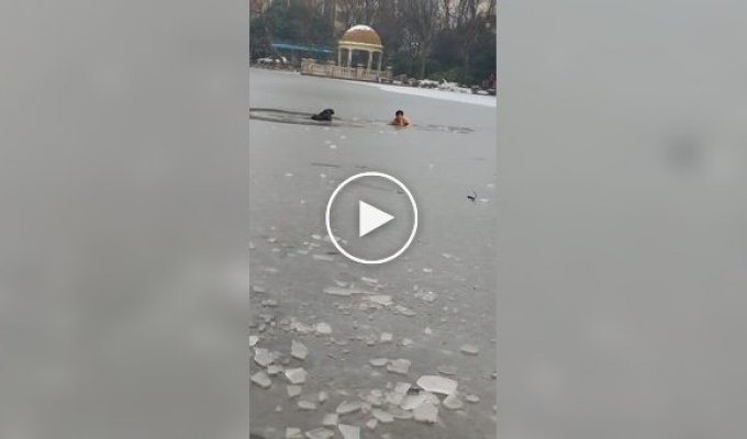 A man saved a boy from under the ice, but ended up in trouble himself