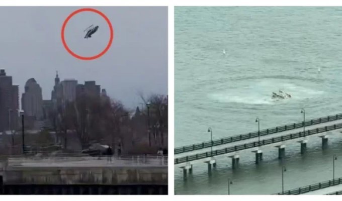 Вертолёт рухнул в реку Гудзон в США (1 фото + 4 видео)